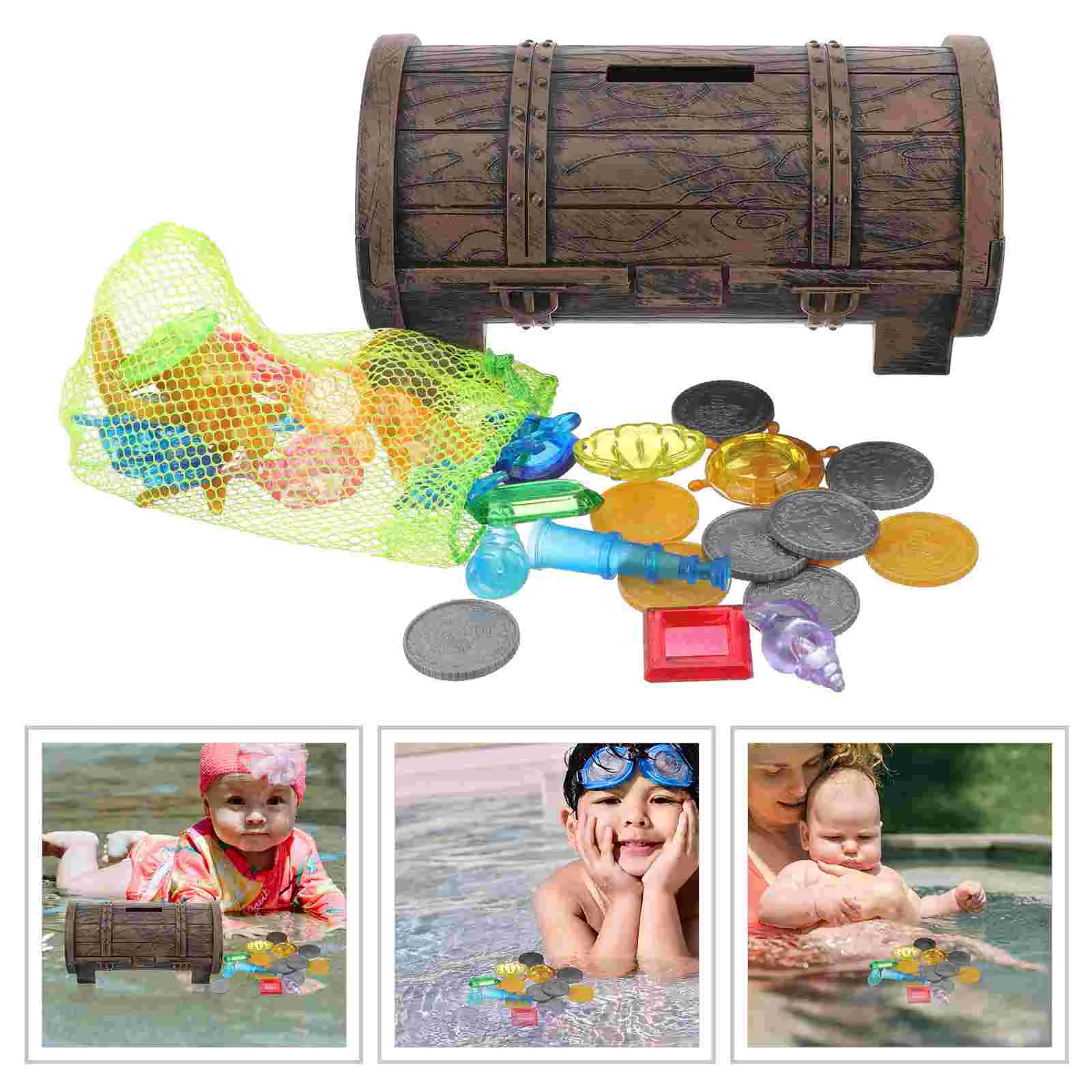 

Children's Pool Diving Scavenger Hunt Game Set Pirate Treasure Chest Acrylic Gemstone Toy Colorful Toys for Desktop