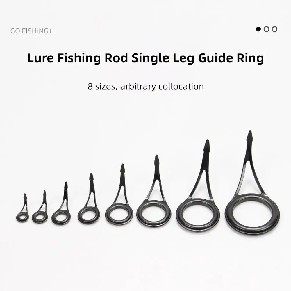 8Pcs Fishing Rod Guide Ceramic Rings High Carbon Steel Oval Top 6-30mm Pole Repair Kit Replacement Set Fishing Gear Accessories