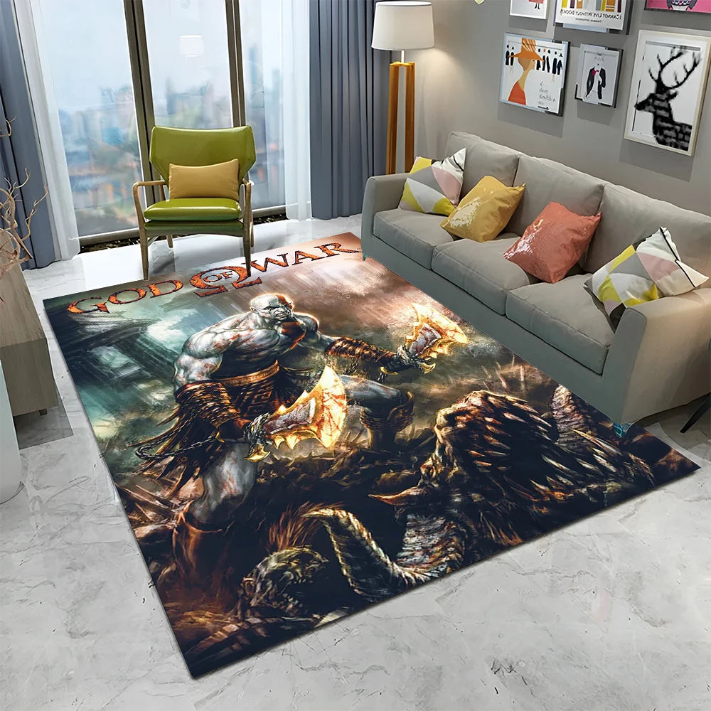 3D God of War Games Gamer Kratos HD Carpet Rug for Home Living Room Bedroom Sofa Doormat Decor,kids Area Rug Non-slip Floor Mat