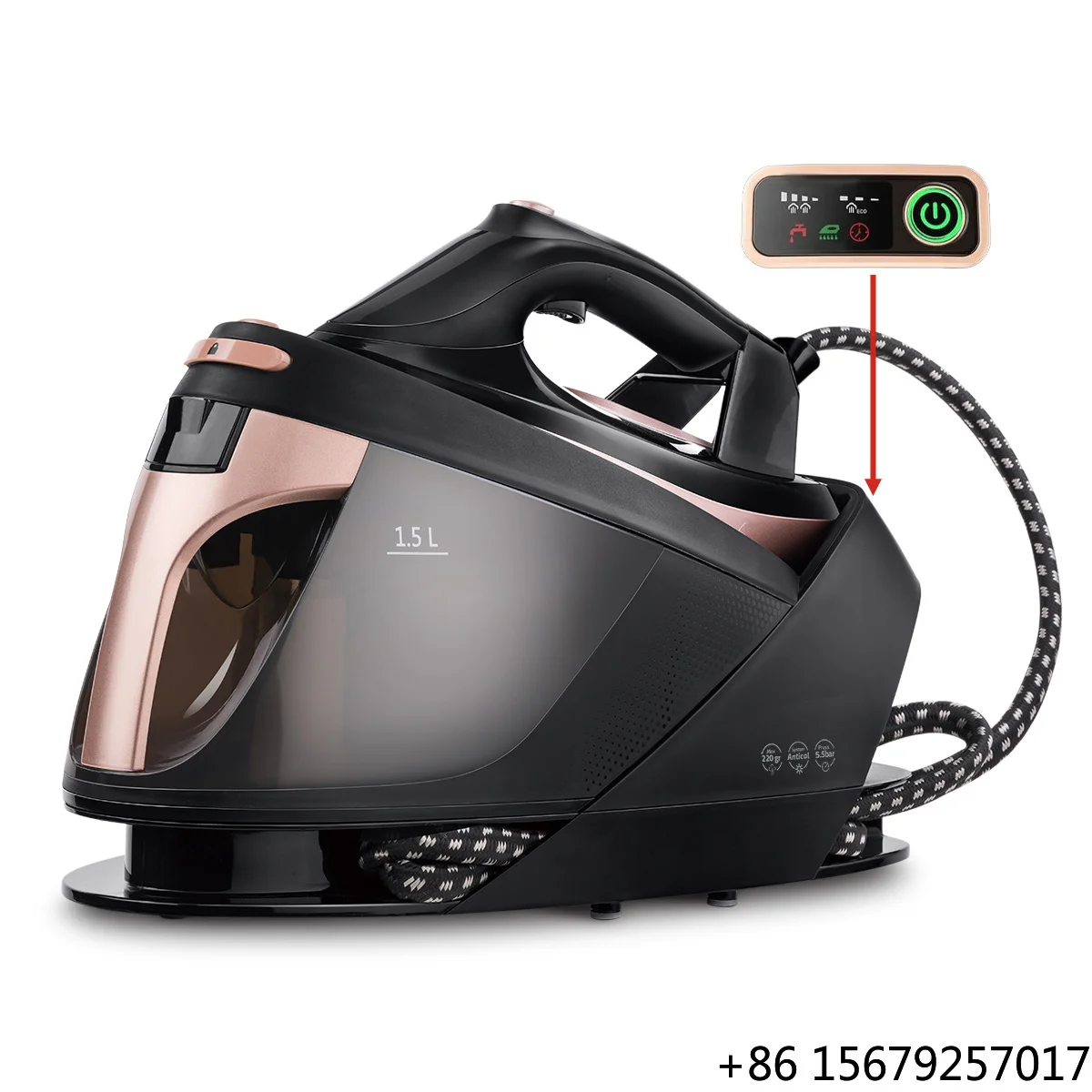 High Efficiency 2200W-3000W LED Digital Electric Steam Iron High Pressure Steam Press Iron Steam Station With Boiler