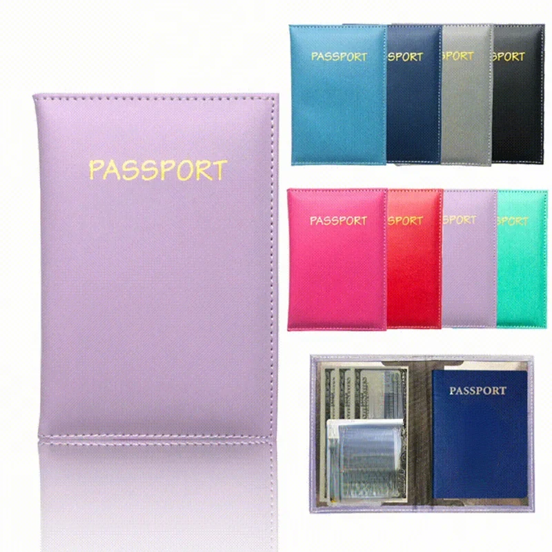 Letter Passport Cover PU Leather Passport Holder Travel Card Case Accessories Wallet Protector Passport Cover Protector