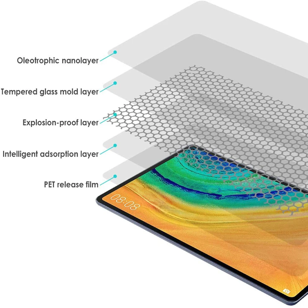 Funda para Huawei MatePad Pro 10,8, película de vidrio templado antihuellas, HD, Protector de pantalla completa, accesorios para PDA
