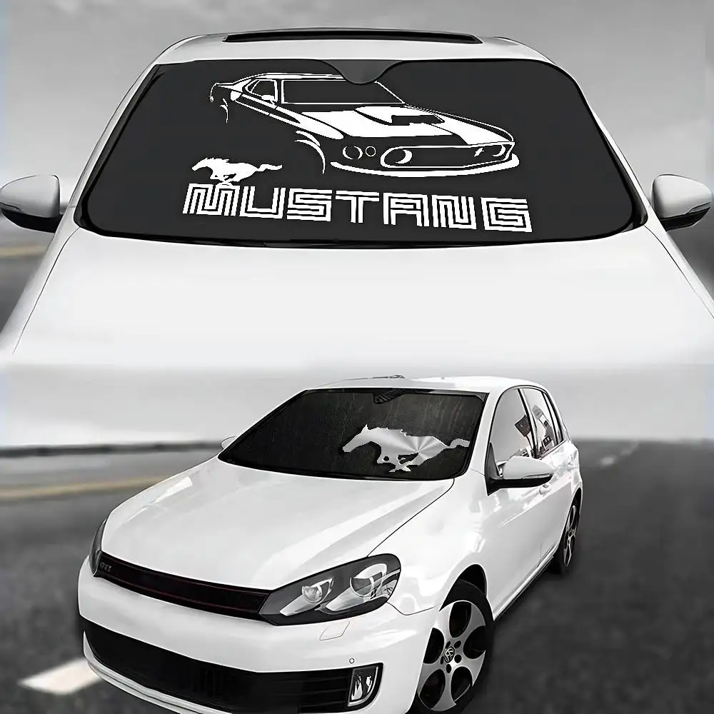 F-Fords M-Mustang 50 Y-ปี (20) ม่านบังแดดรถยนต์ม่านบังแดดรถยนต์ครอบคลุม Universal กระจกพับ Visor