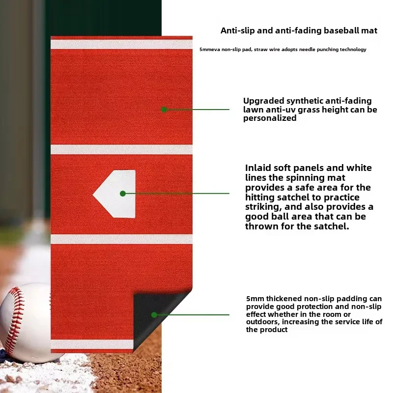 

Non-Slip Baseball & Softball Practice Mat Durable Batting Training Mat for Pitchers Professional-Grade Training Accessories