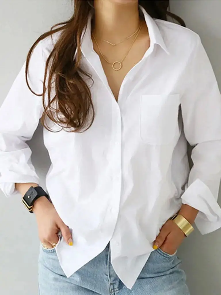 

Slim Fit Long Sve irt Женская повседневная деловая офисная одежда с отложным воротником из неизоляционного полиэфирного волокна irt