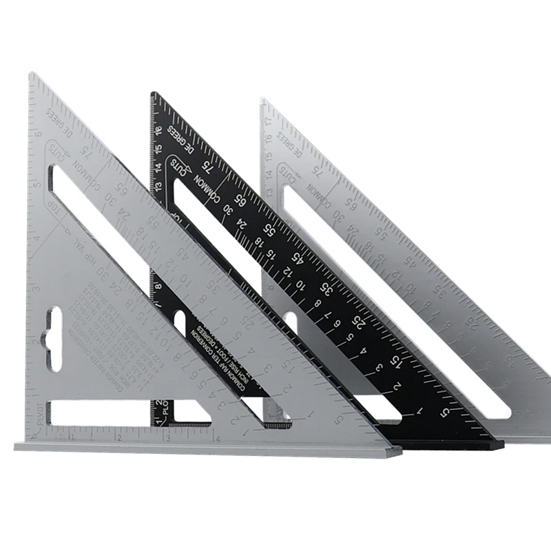 For Framing Building Carpenter Measuring Tools 7'' Triangle Angle Ruler Protractor Aluminum Alloy Square Measuring Ruler Miter