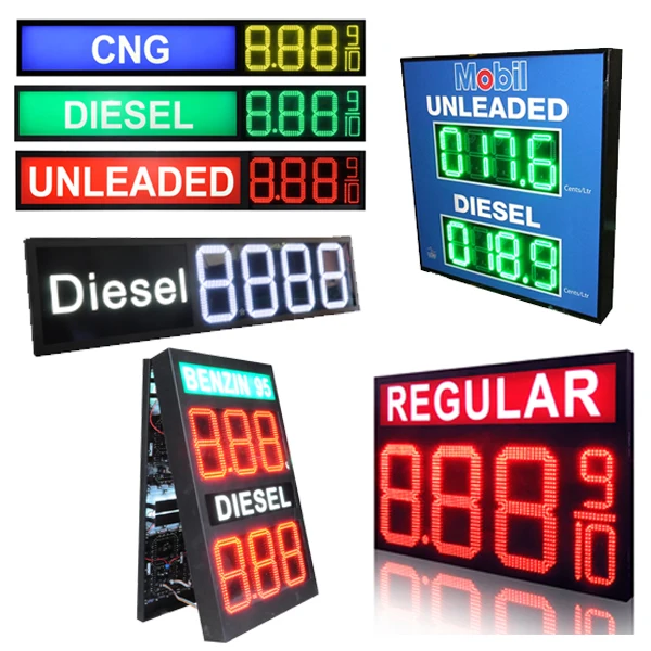 Factory Wholesale High Brightness Gas Price Display Screen With Control System Of Waterproof LED Fuel Price Sign Display