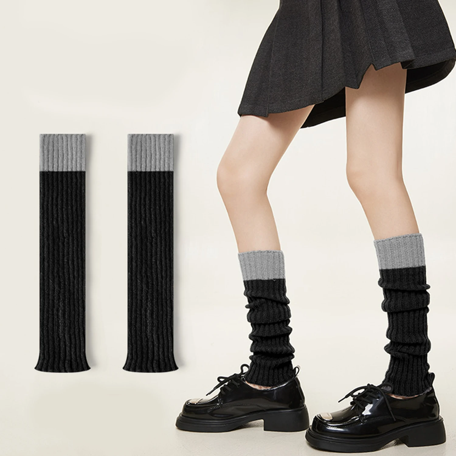 1 unidad de calcetines de punto calentadores de piernas de chica dulce Lolita, calcetines de punto con bolas de lana, calcetines de uniforme Jk para mujer, calcetines de montón de Otoño Invierno