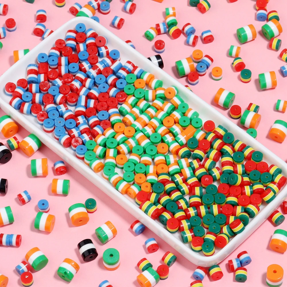 50 Stück/Lot zylinderförmige gestreifte Acrylperlen, bunte lose Abstandsperlen für die Schmuckherstellung, DIY-Charms, Armband, Halskette, Zubehör – Detail 5