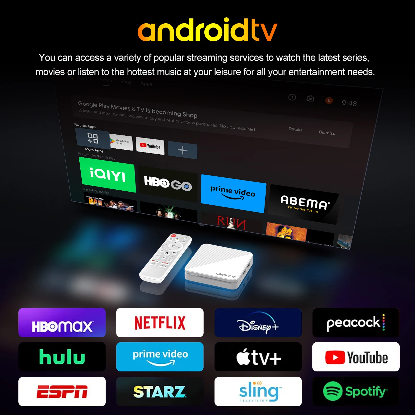 LEFFOT H313 TV Box 4K 2GB RAM 8GB/16GB ROM Google Media Player Support IPTV Set Top Box Android14.0 Allwinner H313 Smart TV Box