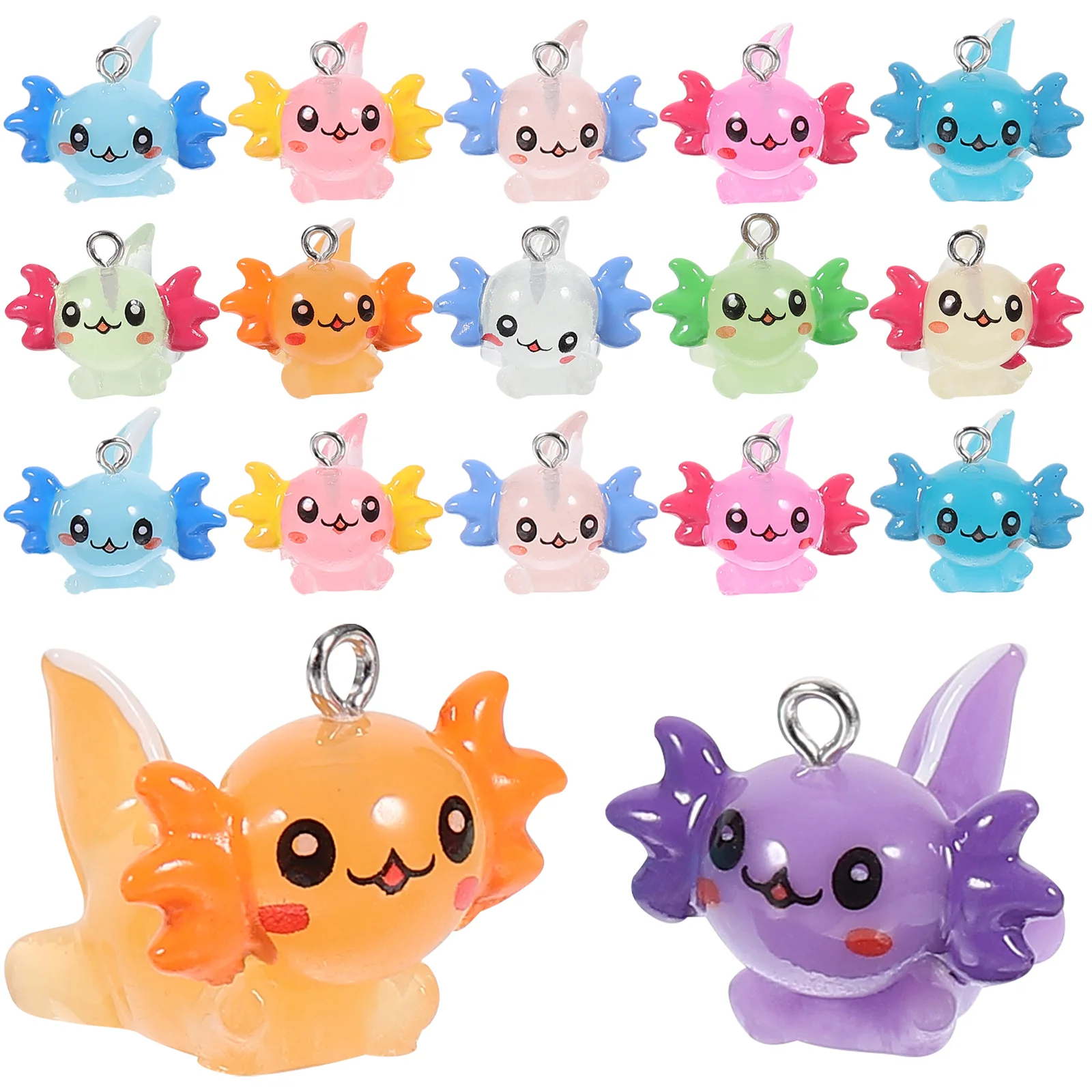 Axolotl Toy Animal Pendant Funny Novelty Model Cartoon Luminous Charms for Earring Making