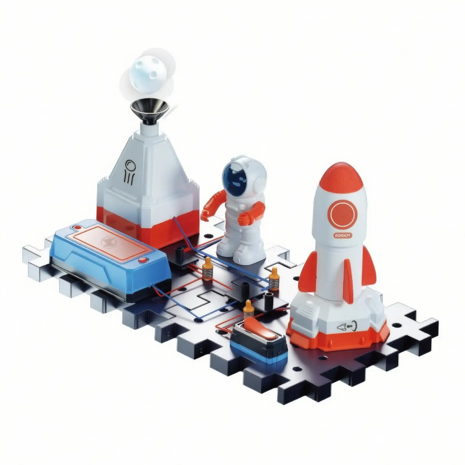 Building Blocks Circuit Set for Kids Creative Aerospace Model Toy with Electronic Components STEM Learning Activity