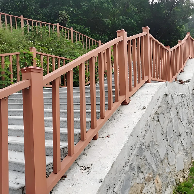 Maatwerk Moderne doe-het-zelf-installatie Buiten Hout-kunststof composietleuningen Anti-corrosie Waterdichte vangrails voor parken