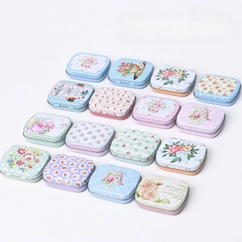 4 قطعة + صندوق صغير من القصدير مع غطاء المحمولة مستطيلة حاوية تخزين صغيرة علب الحلوى الفارغة علب حبوب منع الحمل هدية التعبئة والتغليف المنظم