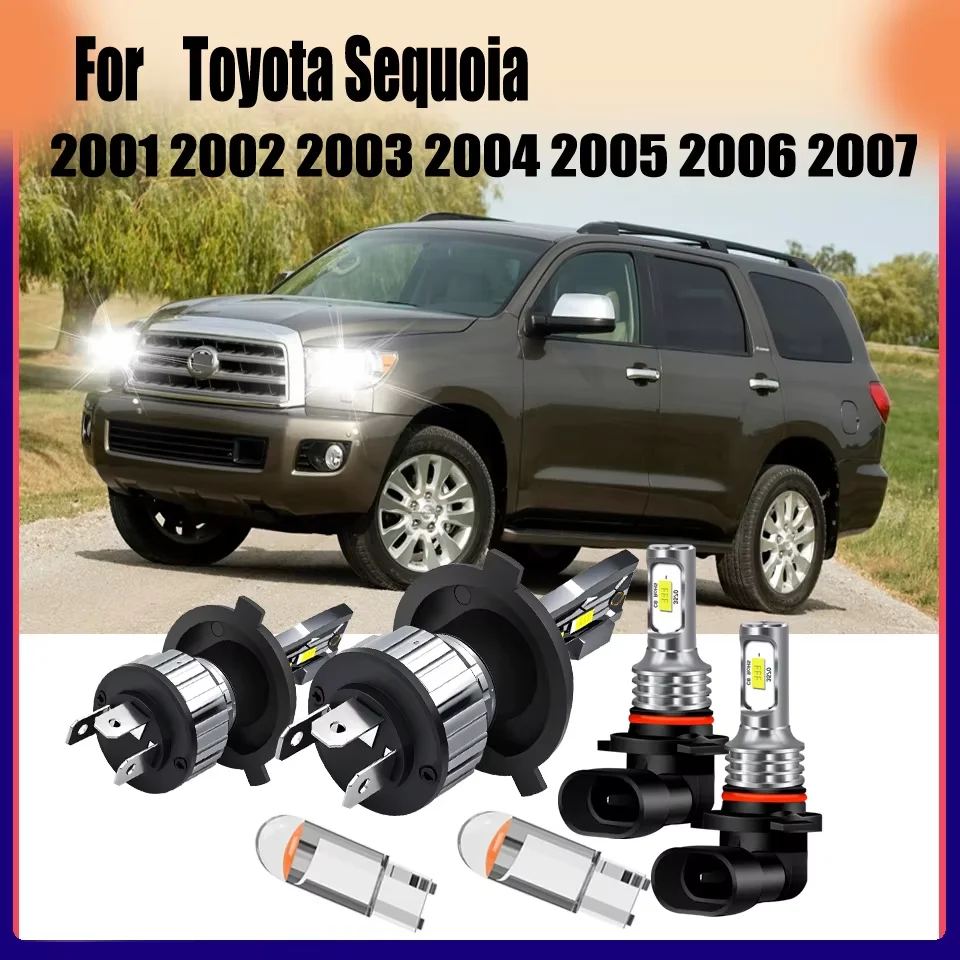 H4 H10 LED Headlight Fog Light 6000K White Beam, 1:1 Size Compact Design For Toyota Sequoia 2001 2002 2003 2004 2005 2006 2007