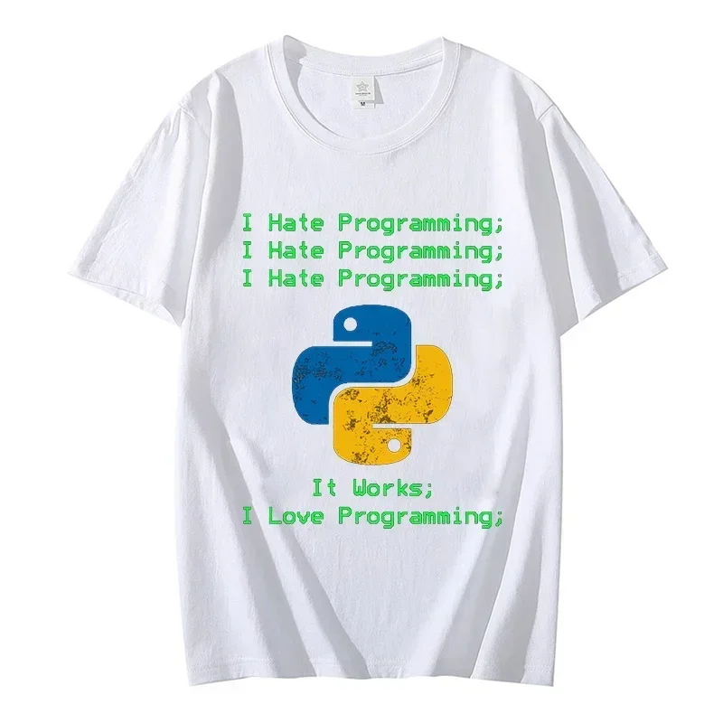 Python I Hate Programming Terminal Design T-shirts Funny Developer Tees I Love Programming Tshirts Short Sleeve Men Brand Tshirt