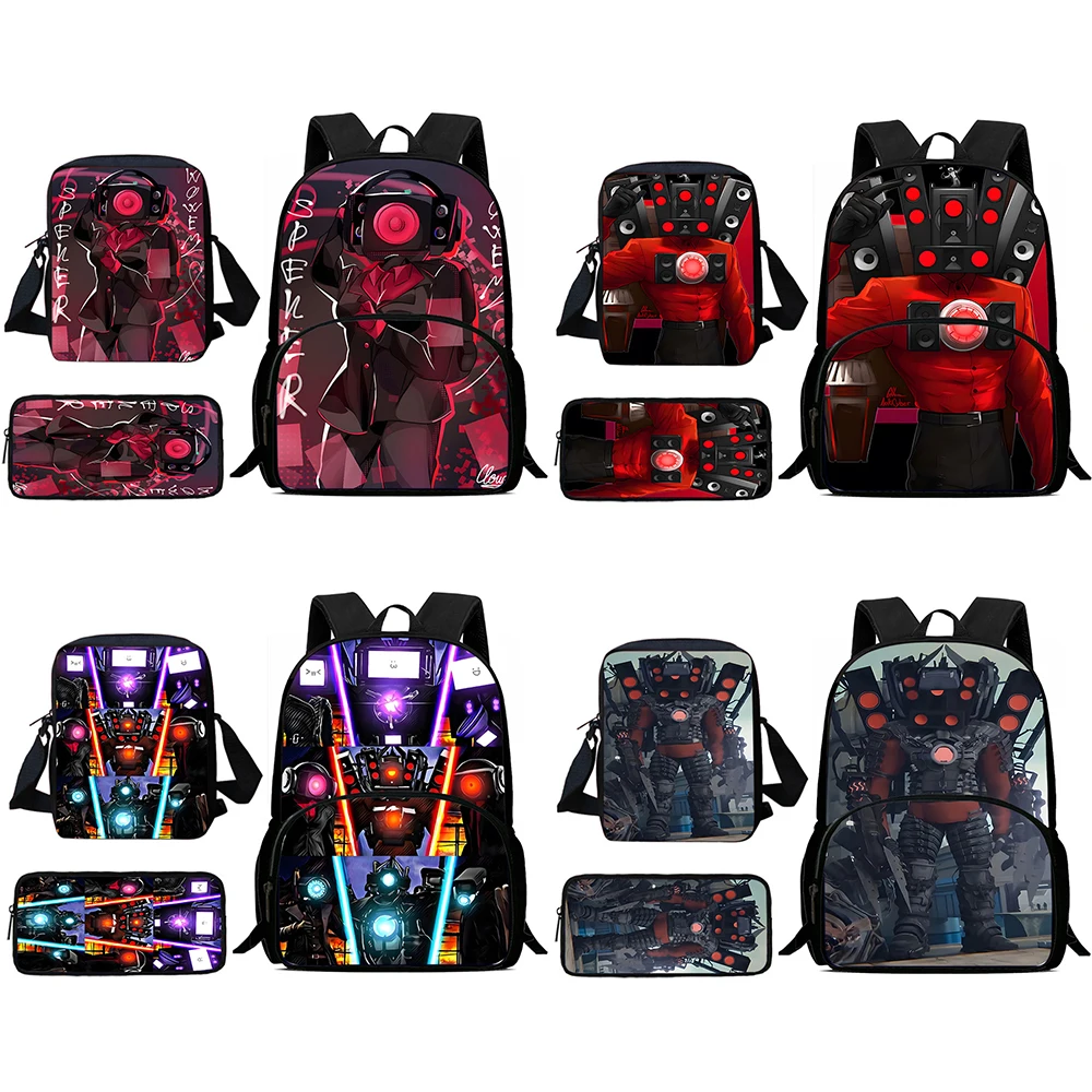Mochilas para niños, bolso de hombro para inodoro con dibujos de Bots Skibidi, estuche para lápices, mochilas escolares de gran capacidad para niños y niñas, el mejor regalo