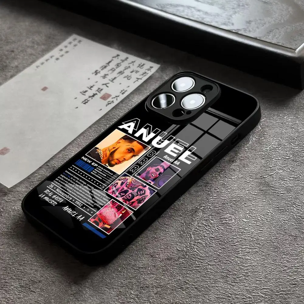 Etui na telefon z rapera A- Anuel AA, szklana obudowa na iPhone 17, 16 Pro Max, 14 Plus, 12, 13 Mini, 11, 15, X, XR, XS, 8, 7 Plus, SE — zdjęcie produktu 5