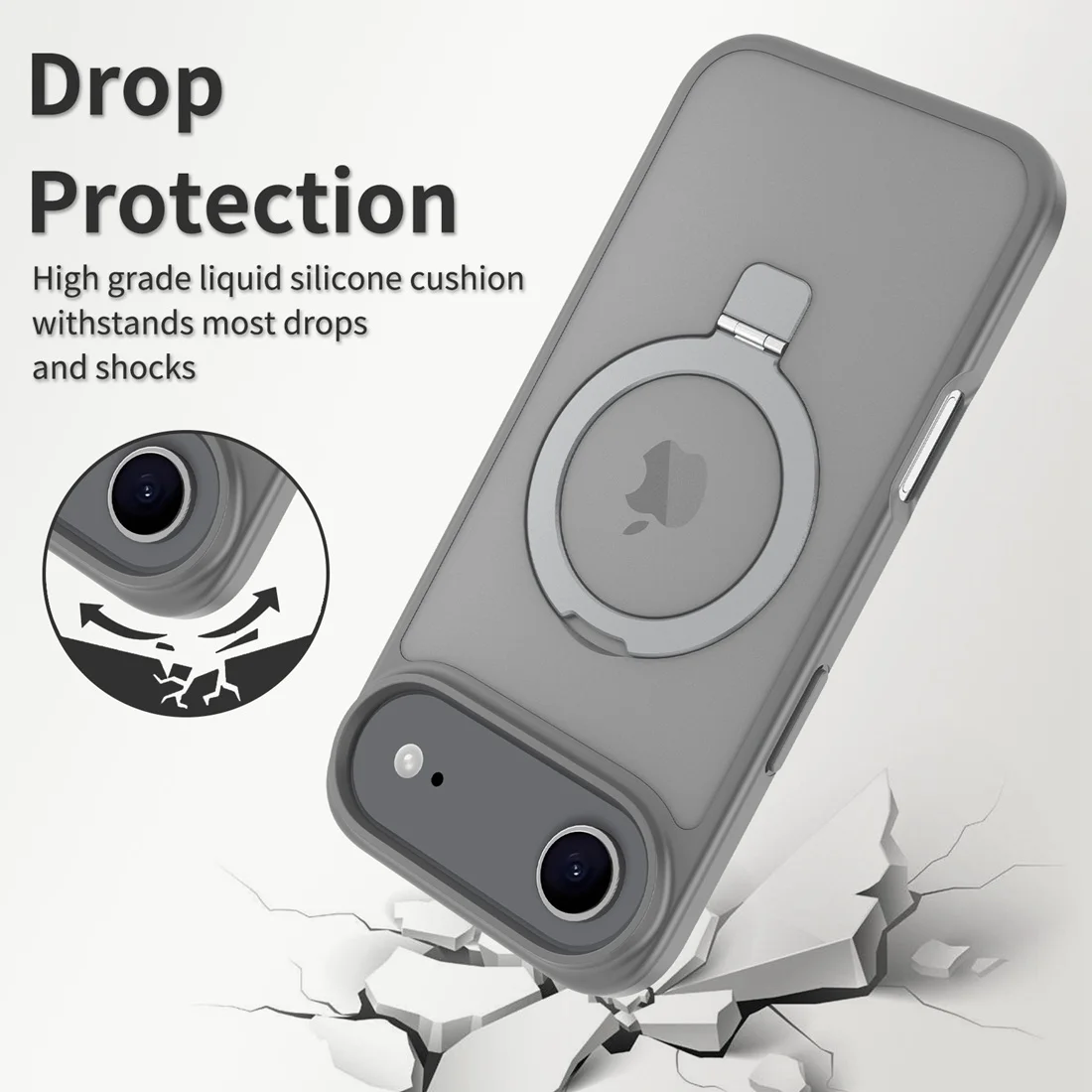 Für iPhone 17 Air 2025 Handyhülle mit integriertem Ständer, kompatibel mit MagSafe, stoßfeste, schlanke, durchscheinende, matte Handyhülle – Detail 10
