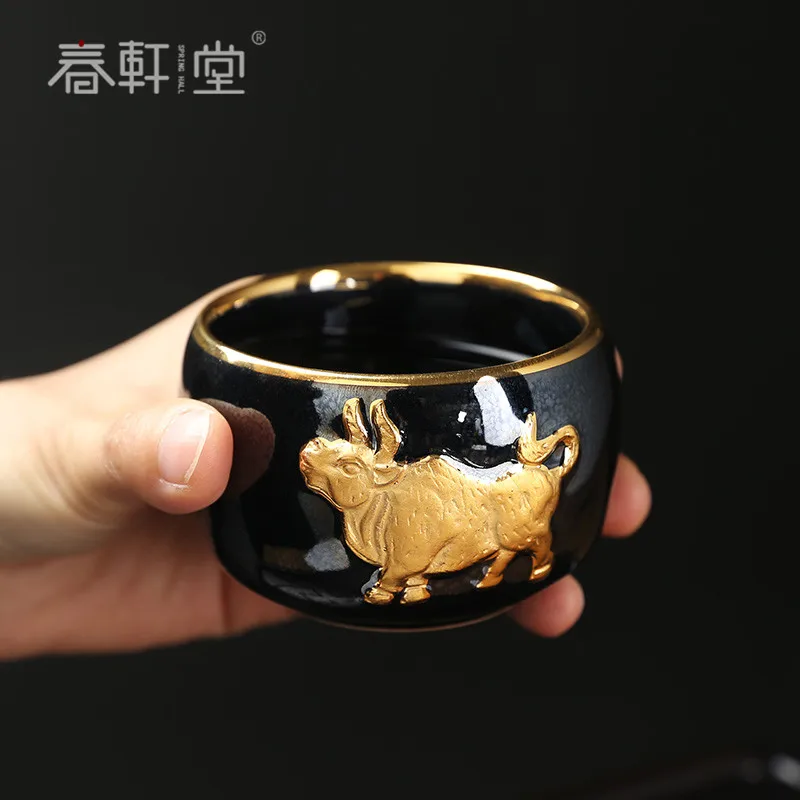 Chunxuan Tang Chen Wei Chun Tianmu Jinniu Cup Jianzhan Ceramic Gilding Personal Cup Tea Cup Master Cup Zen Single Cup