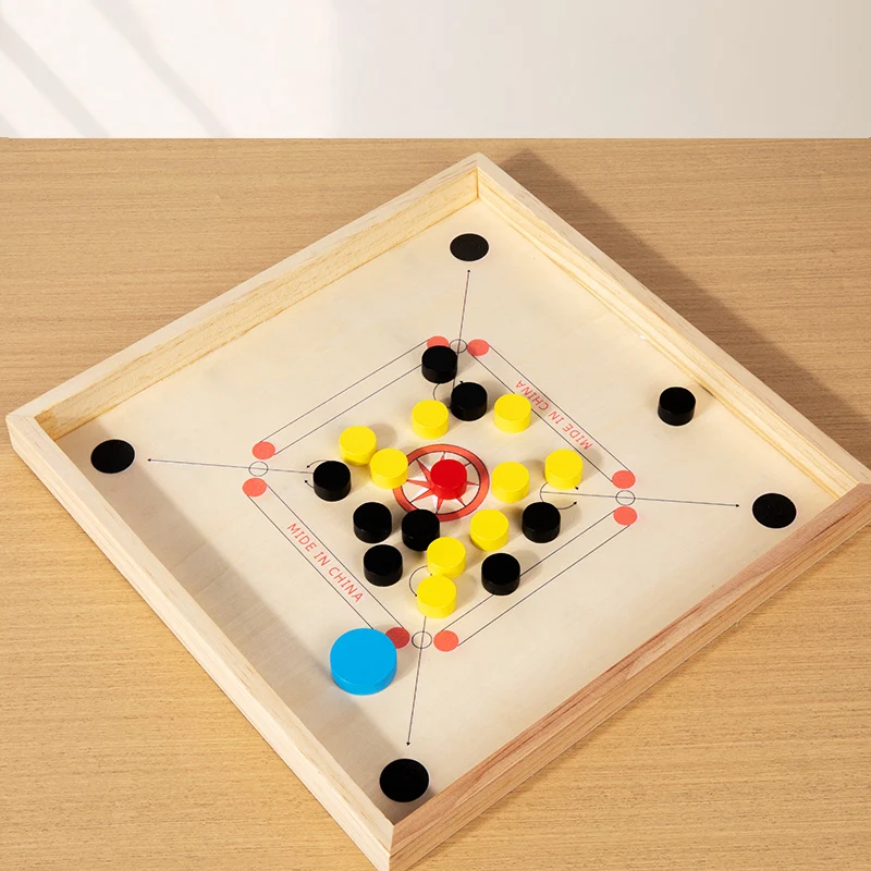 Wooden Ejection Board Game Desktop Carrom Interactive Slingshot Chess Desktop Battle Game Family Party Tabletop Toy for Adult