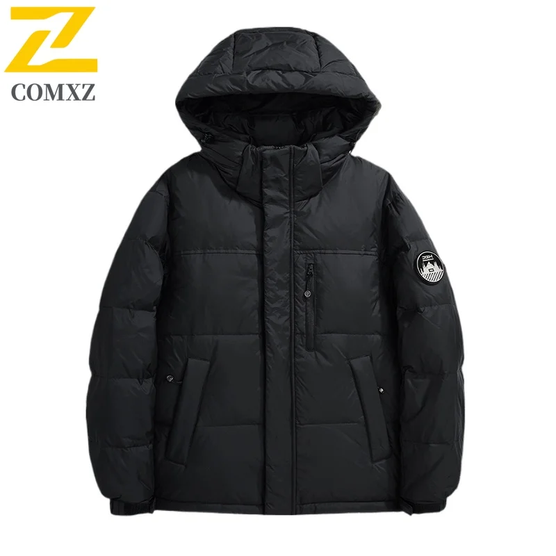 

Comxz 2026 Men Winter Down Jacket Luxury Lightweight White Duck Down Padding Jacket Man Fashion Windproof Hooded Puffer Coat Ski