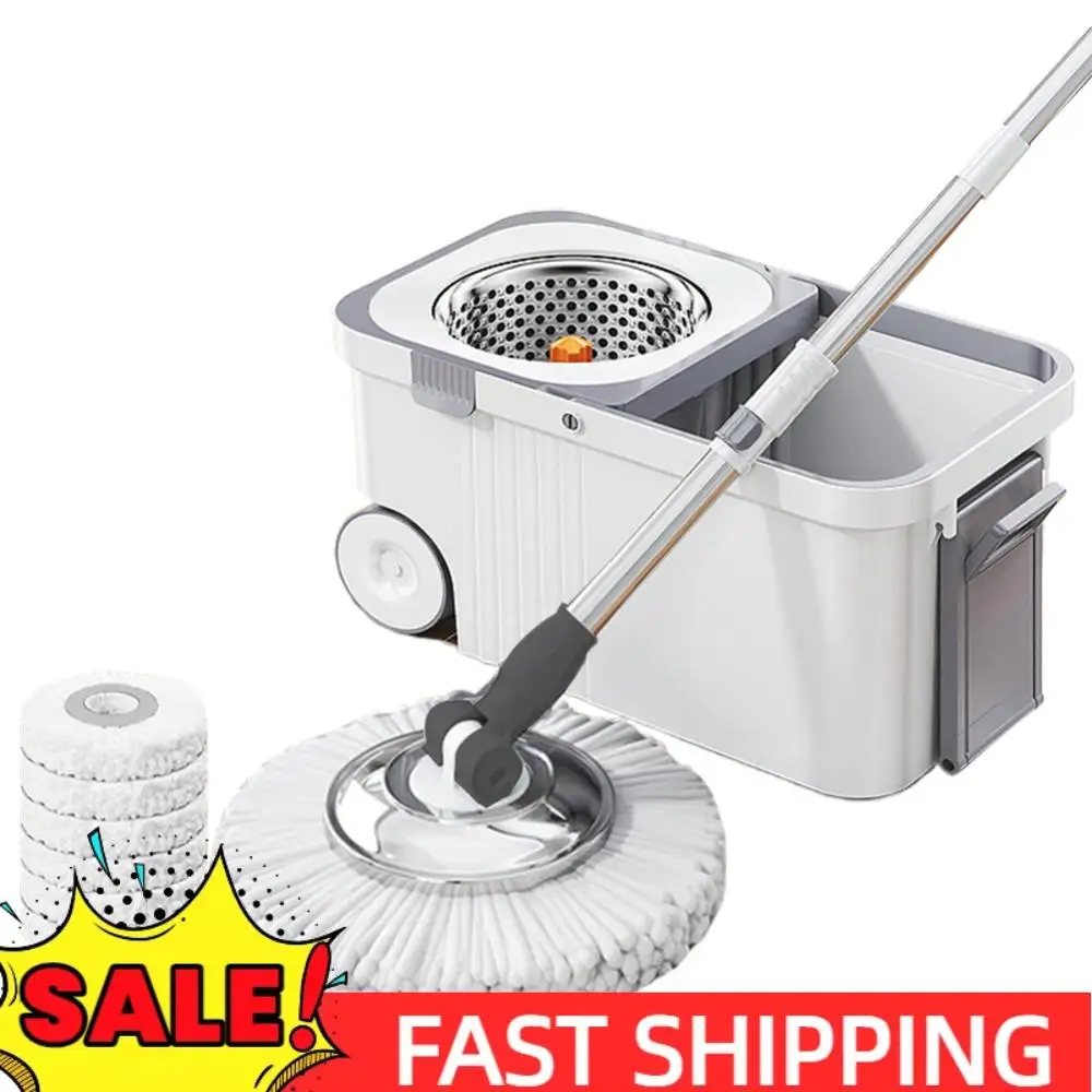 

Ведро для швабры с 6 сменными насадками, удлиненная ручка, автоматическая швабра для обезвоживания без рук для бытовой уборки пола