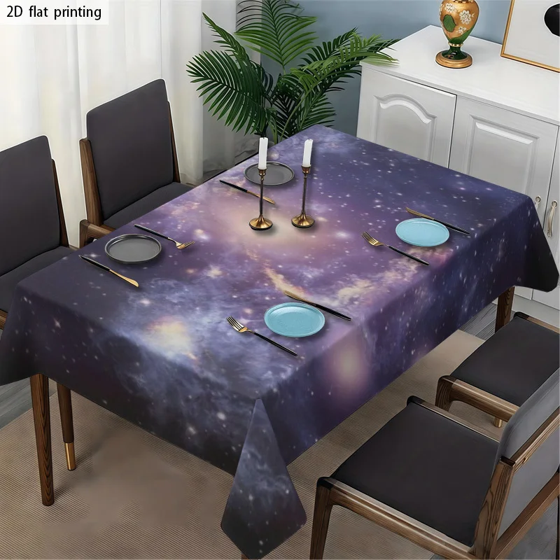 Galaxy Print Tablecloth Waterproof Spillproof Dining Table Cover for Home Party Decor