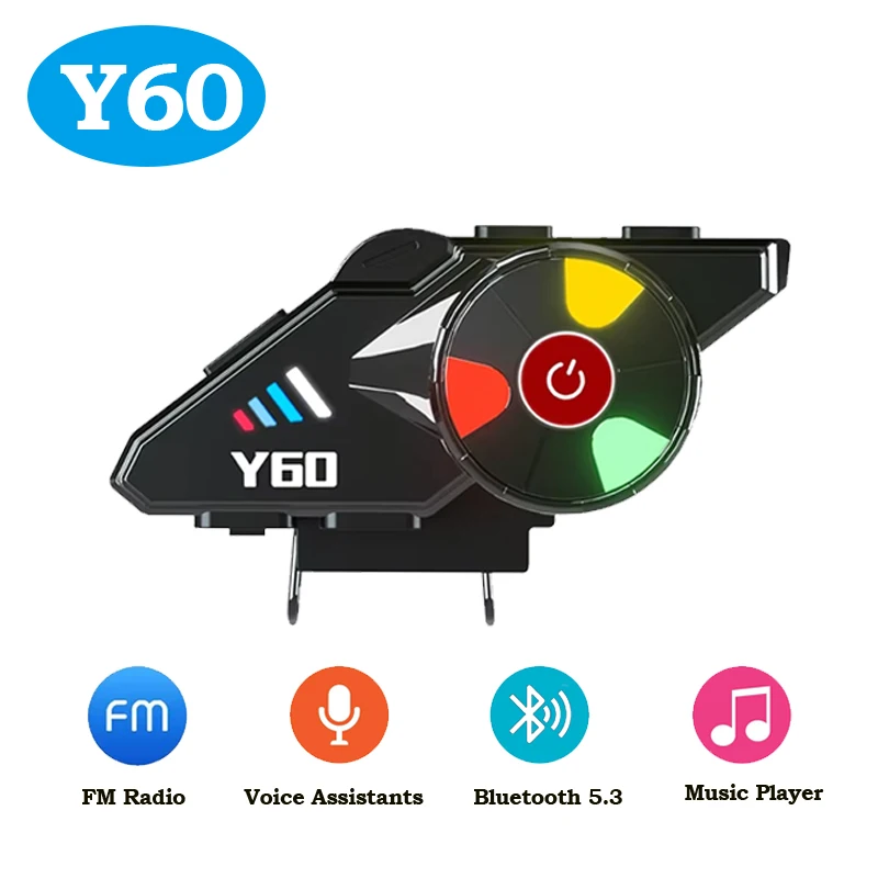 

Y60 Motorcycle Helmet Bluetooth Headset Wireless Call Music Player IPX6 Waterproof Handsfree BT5.3 Noise Reduction Auto Answer