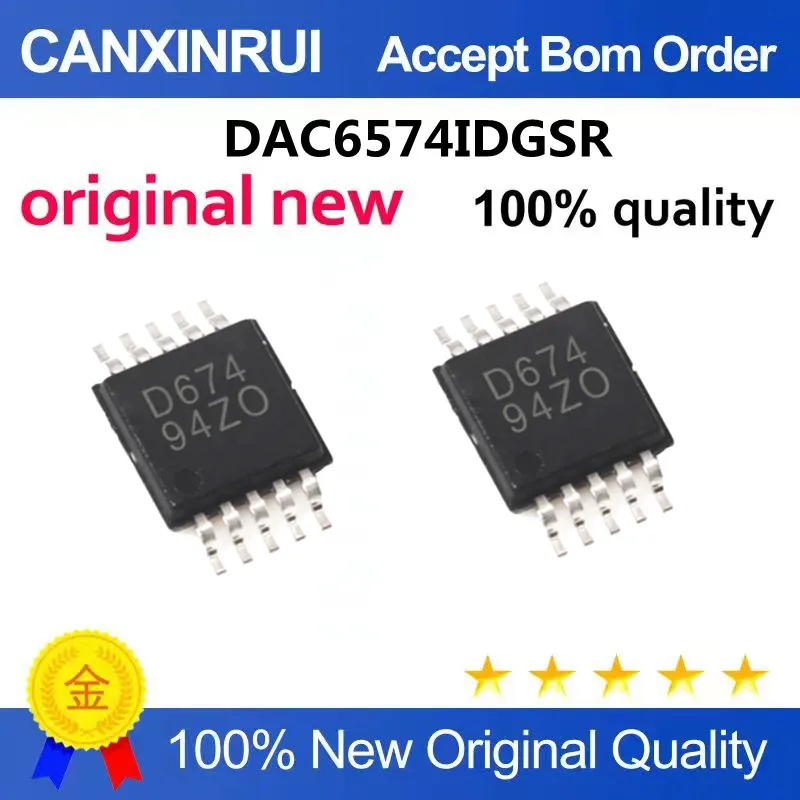 

DAC6574 DAC6574IDGSR Silk Screen D674 Digital-to-Analog Converter Chip MSOP10 Package