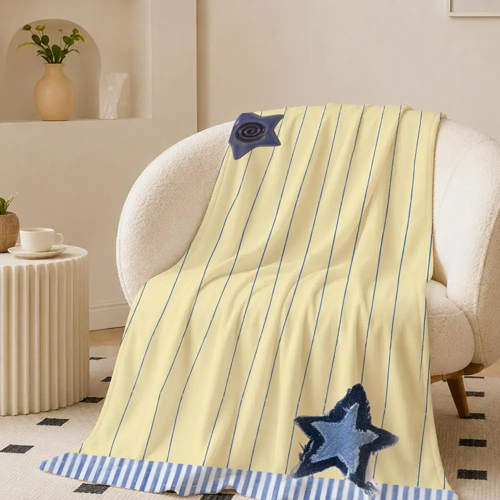Fish Cute Colorful Anime Style Throw Lightweight 240g Flannel Blanket Soft Skin-friendly for Summer Cooling