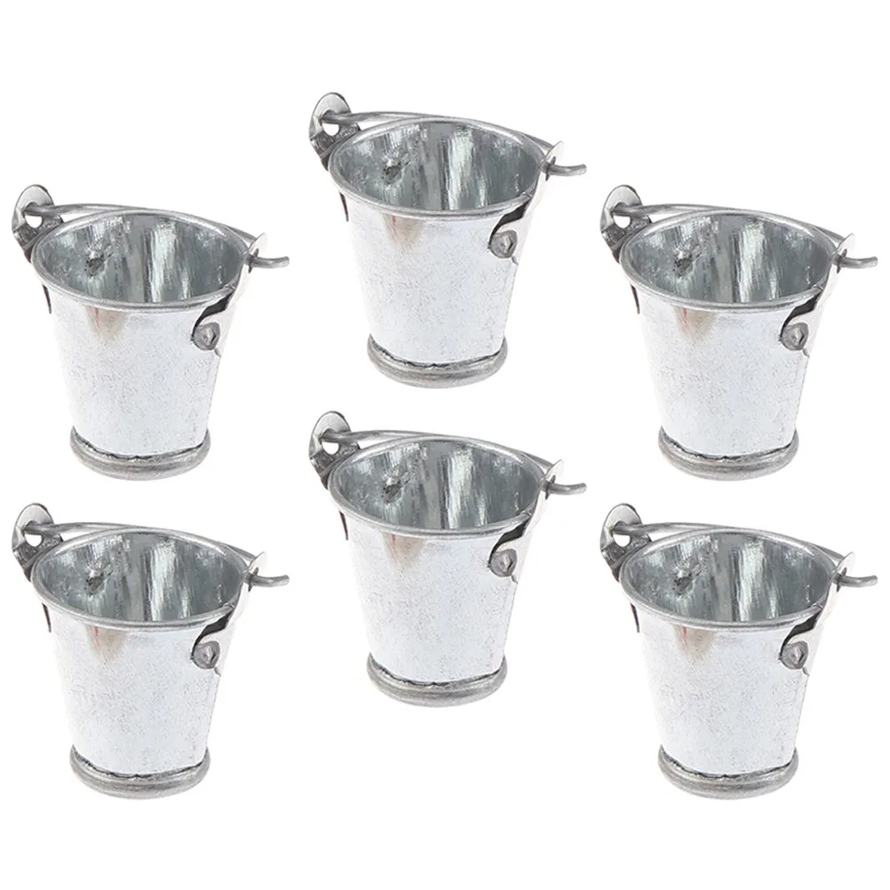

6Pcs Miniature Bucket Chic Realistic Tiny Bucket for Dollhouse Furniture Mini House Decoration Hand Eye Coordination Aid