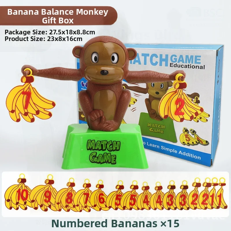 Aides pédagogiques en mathématiques pour enfants, jeu de société d'équilibre de singe banane, ajout et soustraction des nombres, jouet intellectuel pour l'éducation précoce