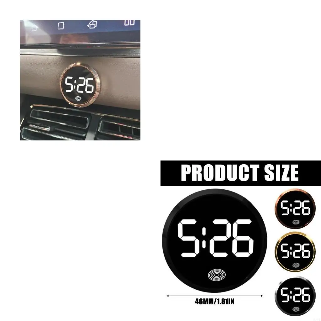 6XDF Car LED Digital Clock with Temperature Display Easy Installation Back Round Clock for Dashboard or Consoles