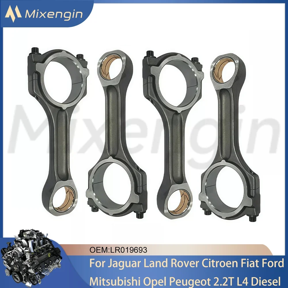 4PCS Engine Connecting Rod Set Kit For Land Rover Jaguar Citroen Fiat Ford Mitsubishi Opel Peugeot 224DT 2.2T L4 Diesel LR019693