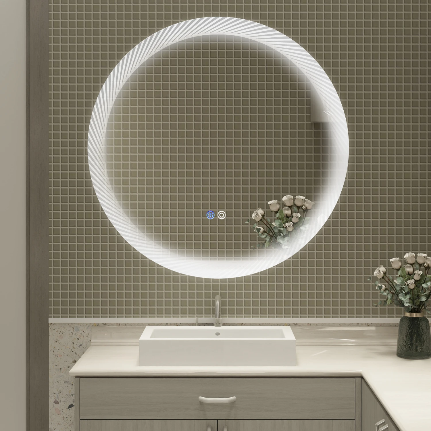 

24 Inch Switch-Held Memory LED Mirror, Wall-Mounted Vanity Mirrors, Bathroom Anti-Fog Mirror, Dimmable Bathroom Mirror
