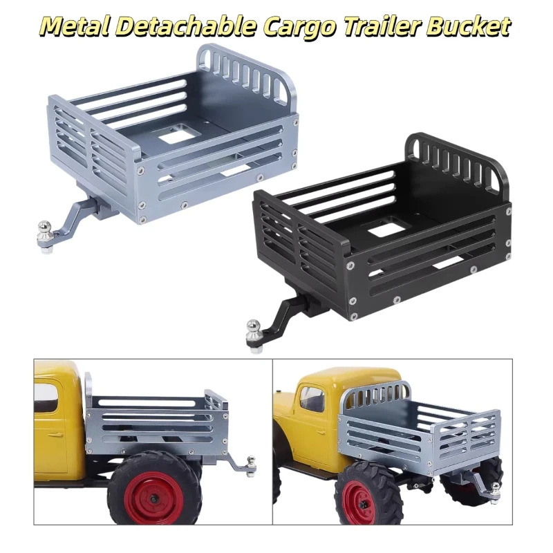 

Металлический съемный грузовой прицеп FMS 1/24 FCX24 с фаркопом, улучшенный аксессуар для радиоуправляемых внедорожных моделей.