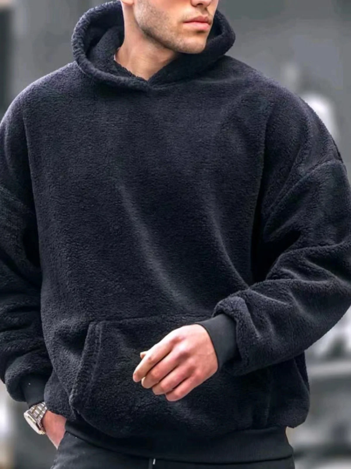 

Современная молодежная толстовка с капюшоном из двустороннего флиса, однотонная, повседневная, свободного кроя, универсальная для всех сезонов