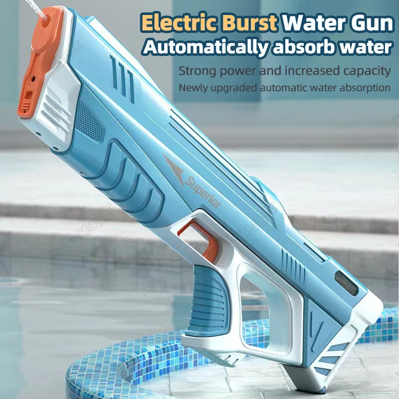 43cm Full Electric Automatic Water Storage Gun Toys Portable Children Summer Beach Outdoor Fight Fantasy Toys for Boys Kids Game