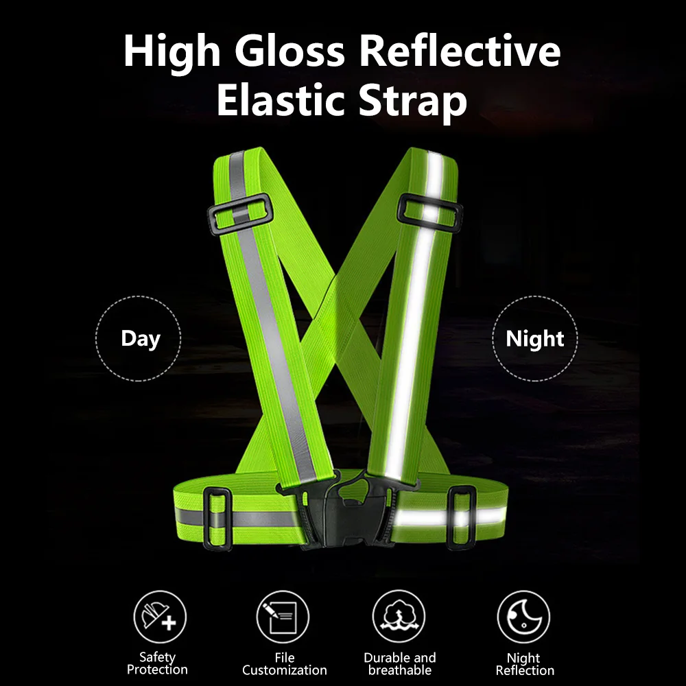 Highlight Reflective Straps Night Running Riding Clothing Vest Adjustable Safety Vest Elastic Band Belt for Adults and Children