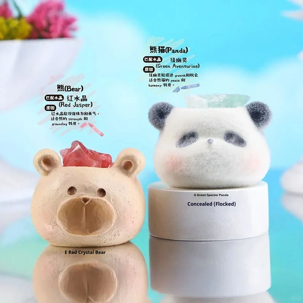 Cute Treasures Galore Blind Box - Natural Crystal Rough Doll Ornament, Good Luck Surprise Gift for Positivity & Daily Joy