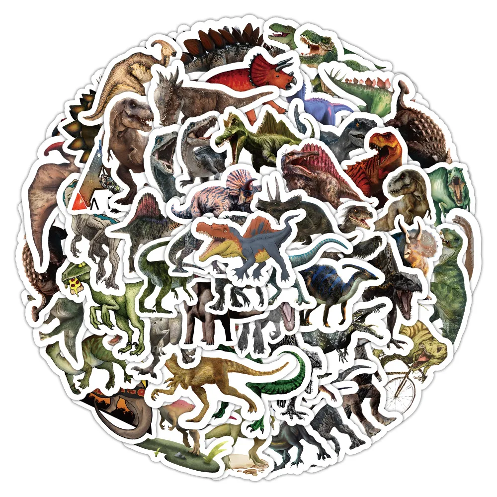 100Pcs Trendy Dinosaur Graffiti Waterproof Stickers, DIY Decals for Skateboard, Fridge, Water Bottle, Luggage & Notebook Decor