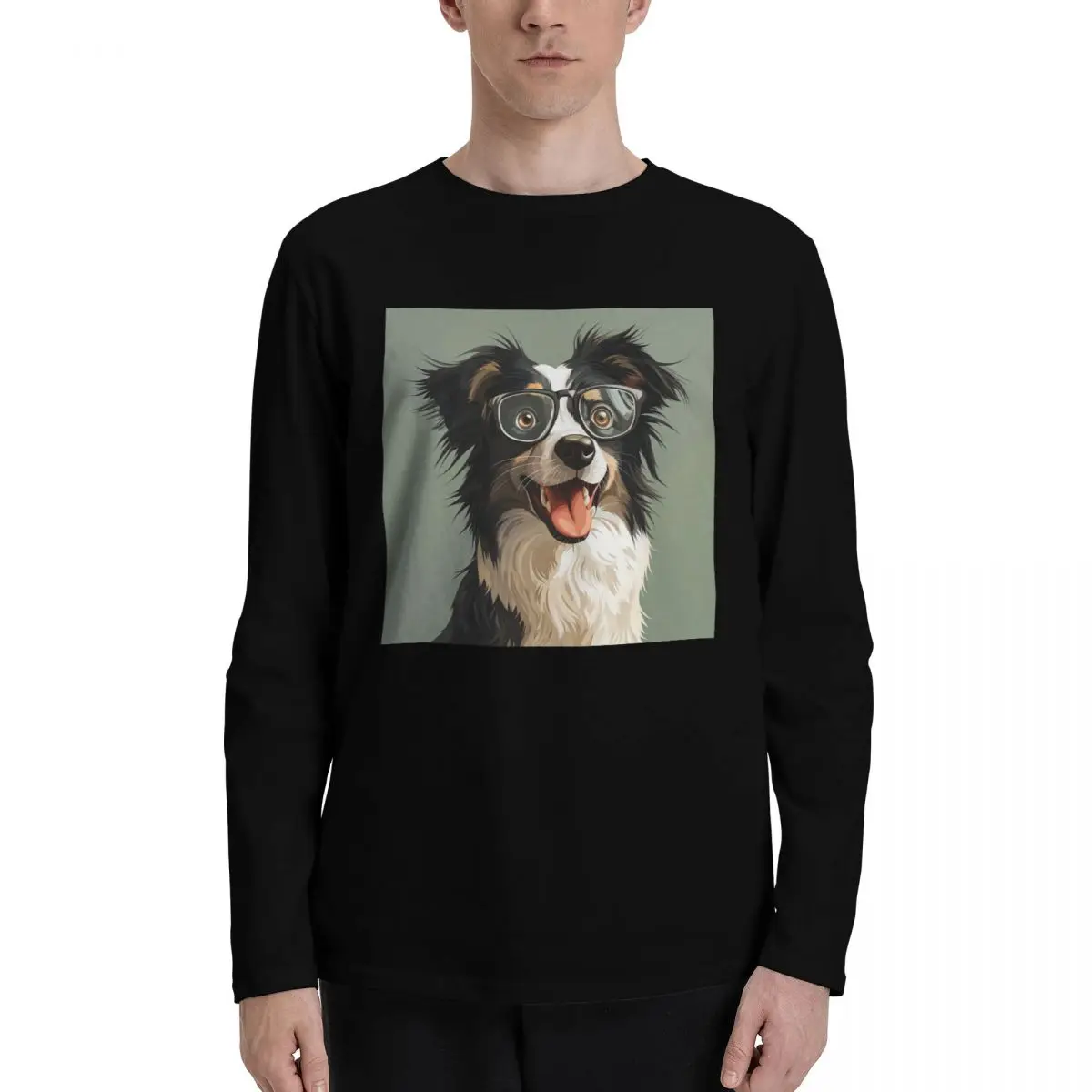 2024 New Autumn Winter Fall Men Long Sleeve T-Shirts Dog Puppy Hip Hop Art,Premium Quality Pattern Print Tees Streetwear Casual