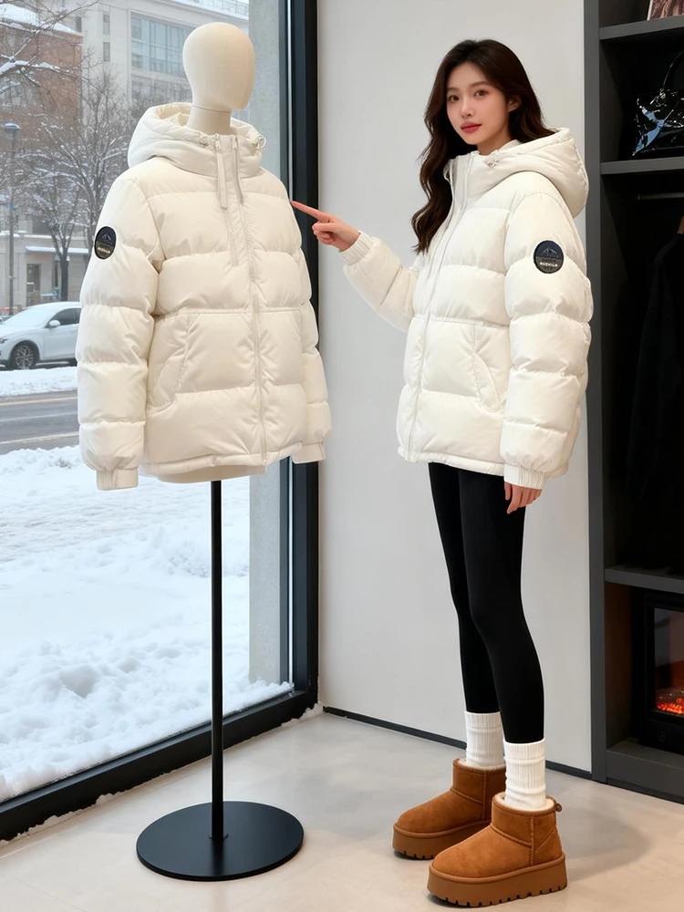 패셔너블 캐주얼 여성용 다운 코튼 재킷 루즈 핏 겨울 신상 출퇴근용 한국 스타일 폴리에스터 섬유 충전재