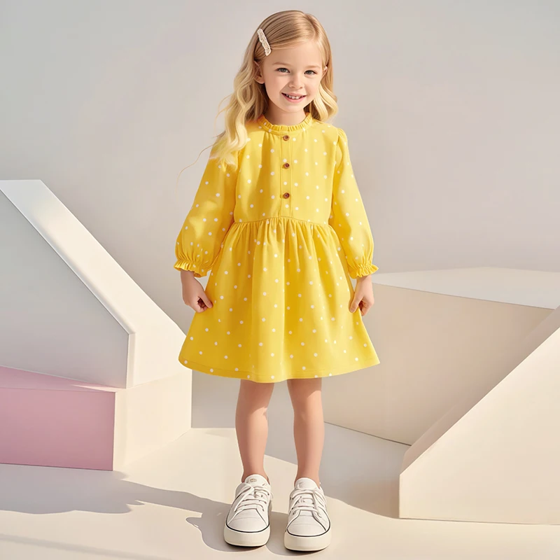 

Little maven Autumn Winter Corduroy Baby Girls Party Dress Cute Dot Girl Princess Dress Lovely Long Sleeve Kids Clothes Vestido