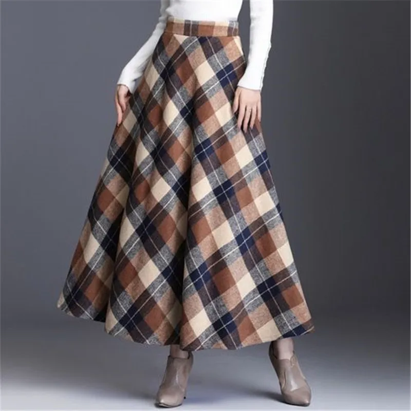 Imagem -04 - Bolsas Estilo Inglês Midi Plissadas Saia de Tartan de lã Linha a para Mulheres Saias Xadrez Grossas Quentes s a 3xl Inverno 2023