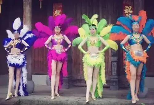 

New Standard Dance Dress For Competition Atmospheric Samba Dance Dress Stage Costume Black Ostrich Feathers Opening Show