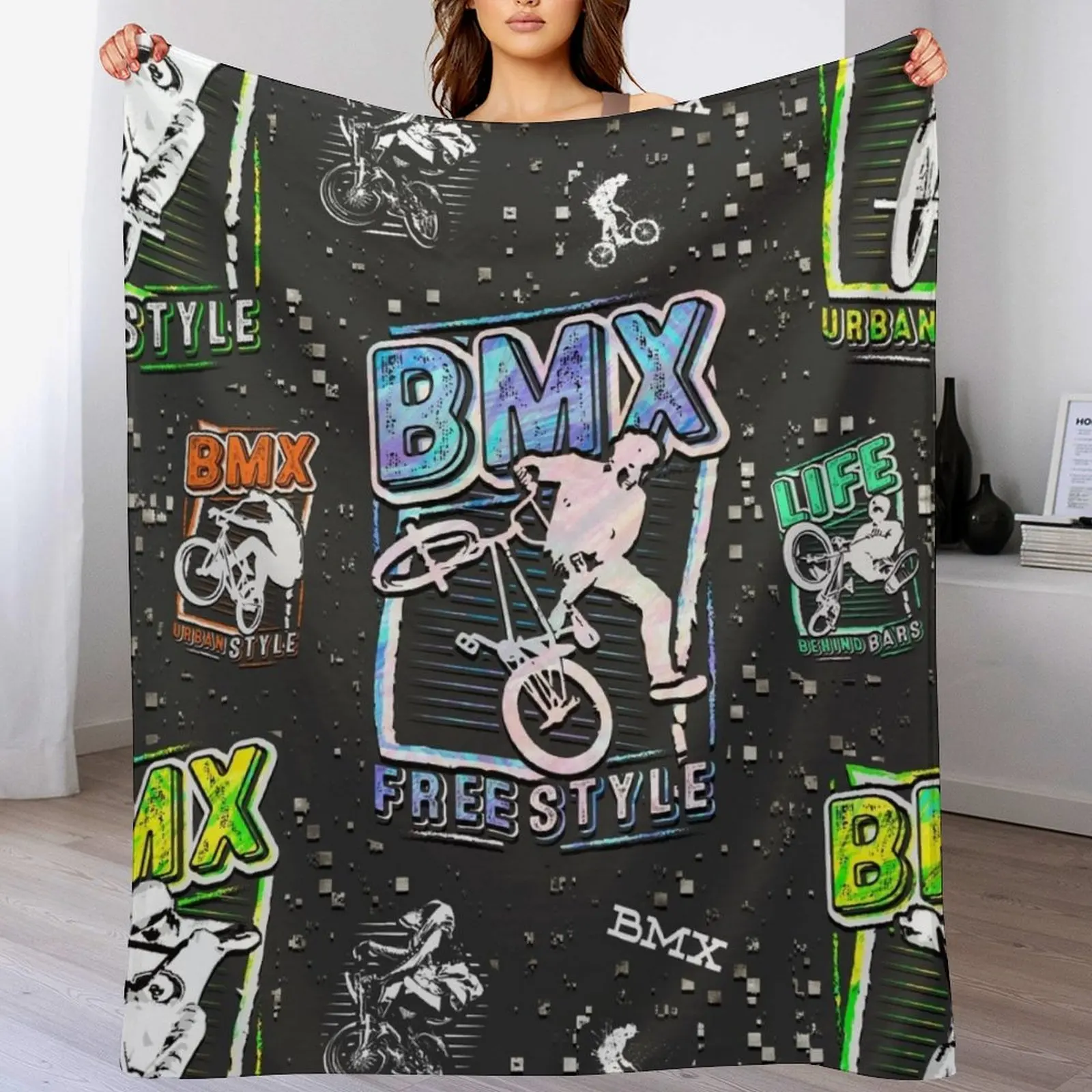 

Colorful Bmx Apparel Bmx Freestyle Throw Blanket