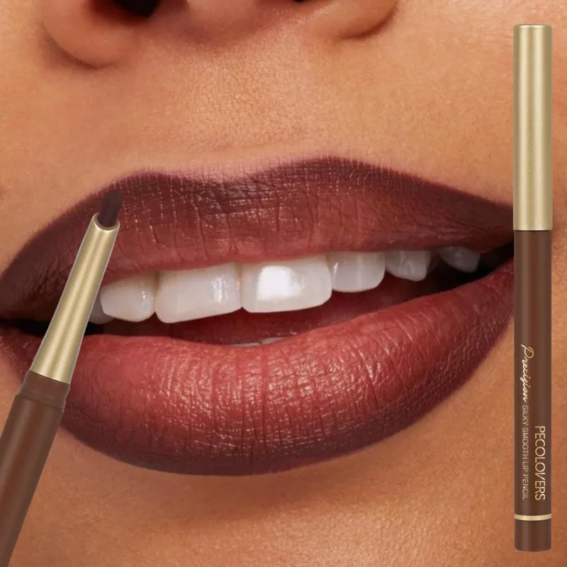 Delineador de labios de tubo marrón, selección multicolor, retratando los contornos de los labios, labios completos y encantadores, cosméticos para labios, 1 ud.
