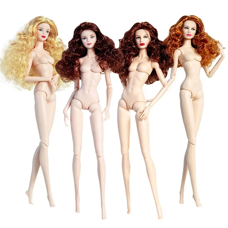 1/6 Supermodel doll / 32cm fashion nude naked doll with blond black curly hair white skin / 12 joint movable body + head / toy